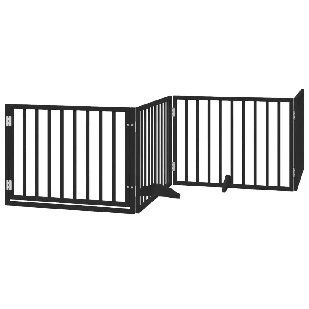 Cancelletto di sicurezza per cani porta pieghevole 10 pannelli legno di pioppo nero 02_0023118