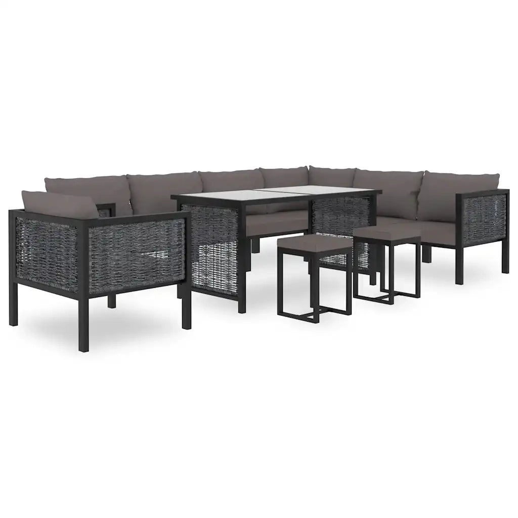 Divano da esterno-Divano ad Angolo Modulare Bracciolo Destro Polyrattan Antracite