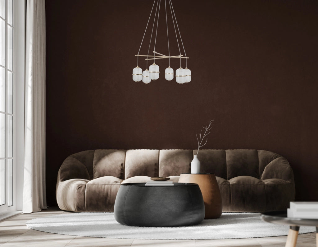 Sospensione ALANI Italux oro vetro 6 luci LED 32W