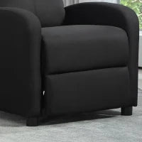 Poltrona Relax Imbottita con Schienale Reclinabile 135° e Poggiapiedi Estraibile, in Lino Nero, 69x87x100.5cm