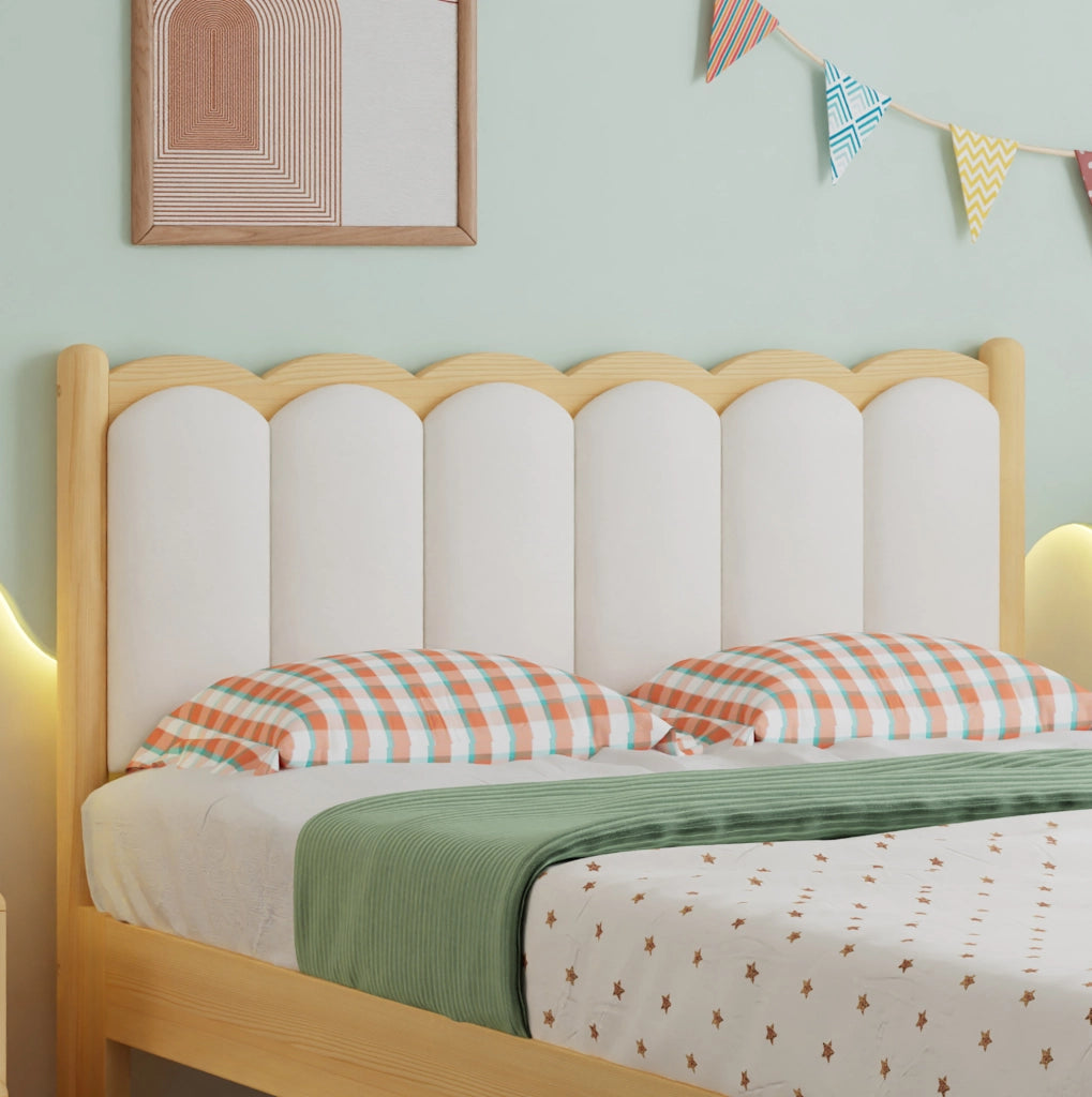 Letto singolo imbottito per bambini 90x200 cm con testiera in PU