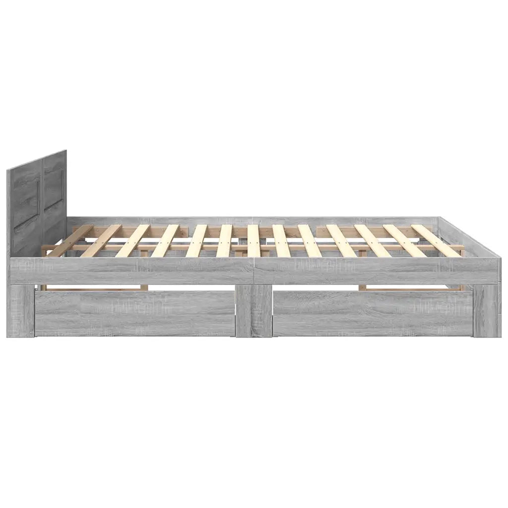 Giroletto Testiera Grigio Sonoma 180x200 cm Legno Multistrato