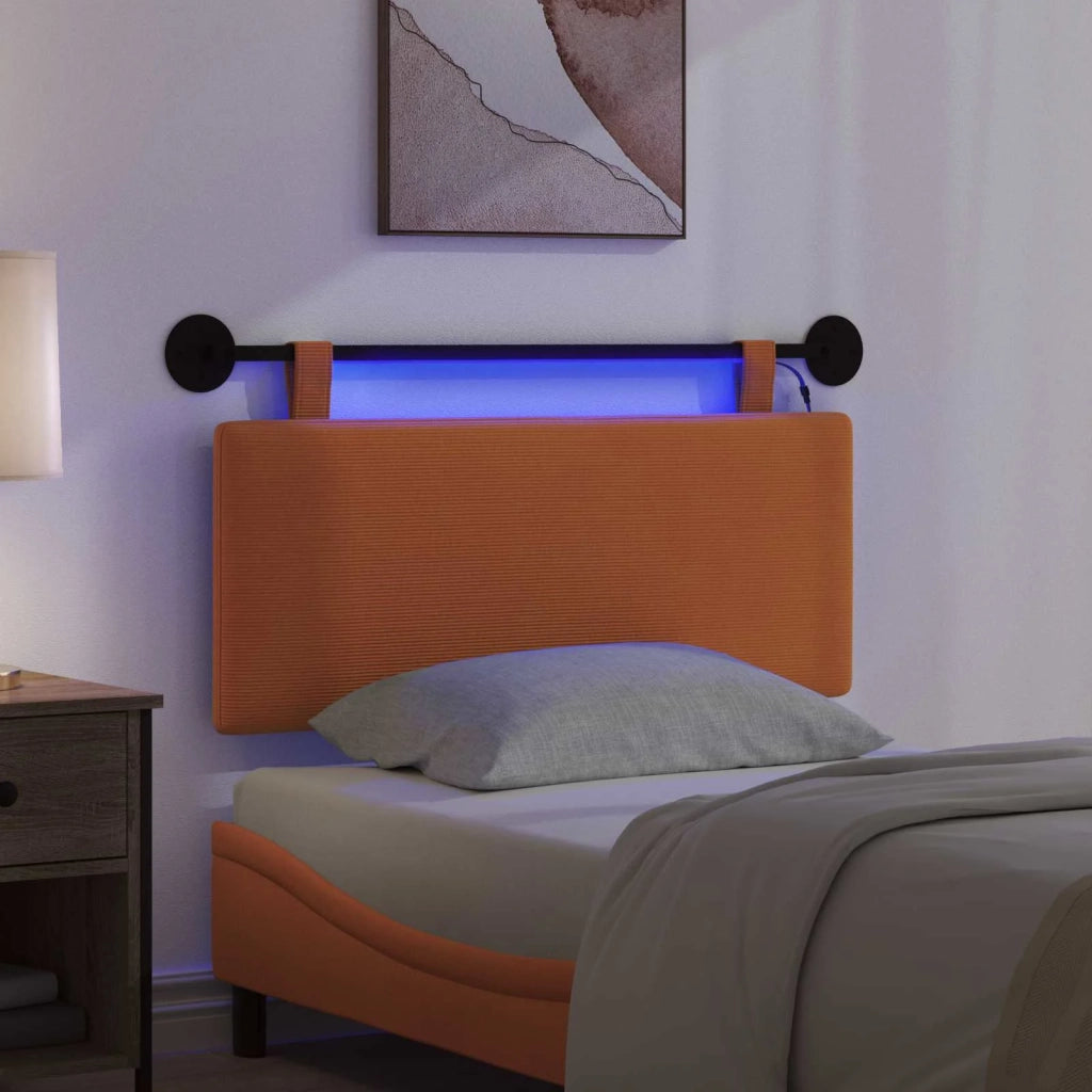 Testiera sospesa Con luce LED Arancione Tessuto in Cords