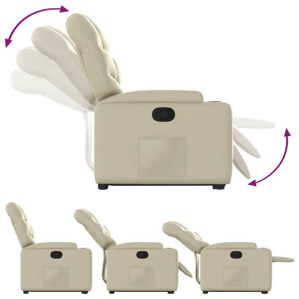 Poltrona | Sedia Relax Alzapersona Reclinabile Crema in Similpelle