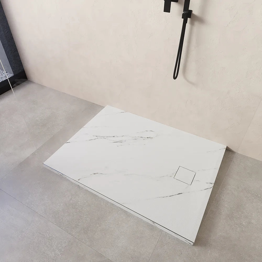 Piatto doccia 80x140 cm colore marmo calacatta bianco effetto pietra | Samos