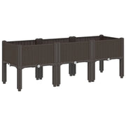 Fioriera | Cassetta per fiori | Vaso da Giardino con Gambe Marrone 120x40x42 cm in PP