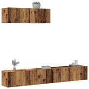 Set Mobile TV 3 pz Montato a Parete Legno Antico in Truciolato 3329205
