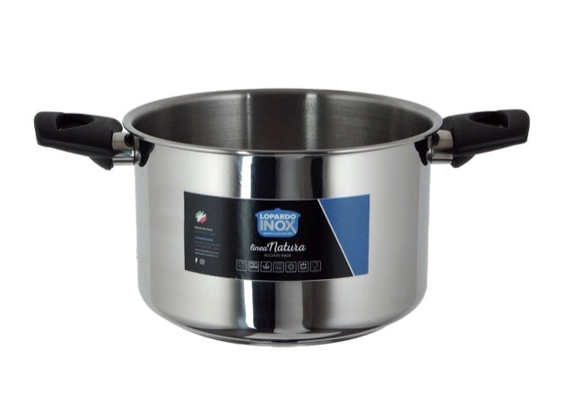 Pentola da cucina ad induzione in acciaio inox 2 manici linea natura 20 cm