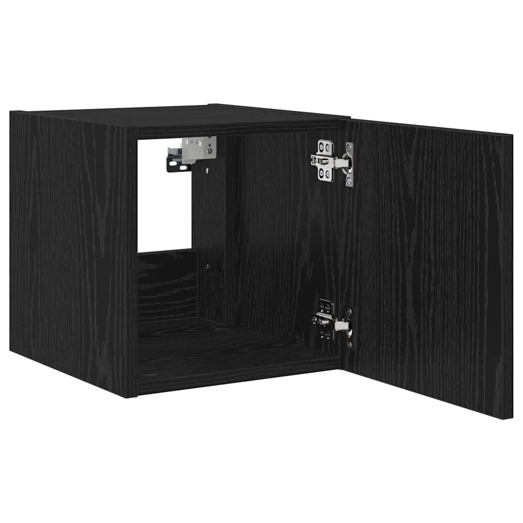 Mobile TV da parete con LED Rovere Nero 30,5 x 35 x 30 cm 893639