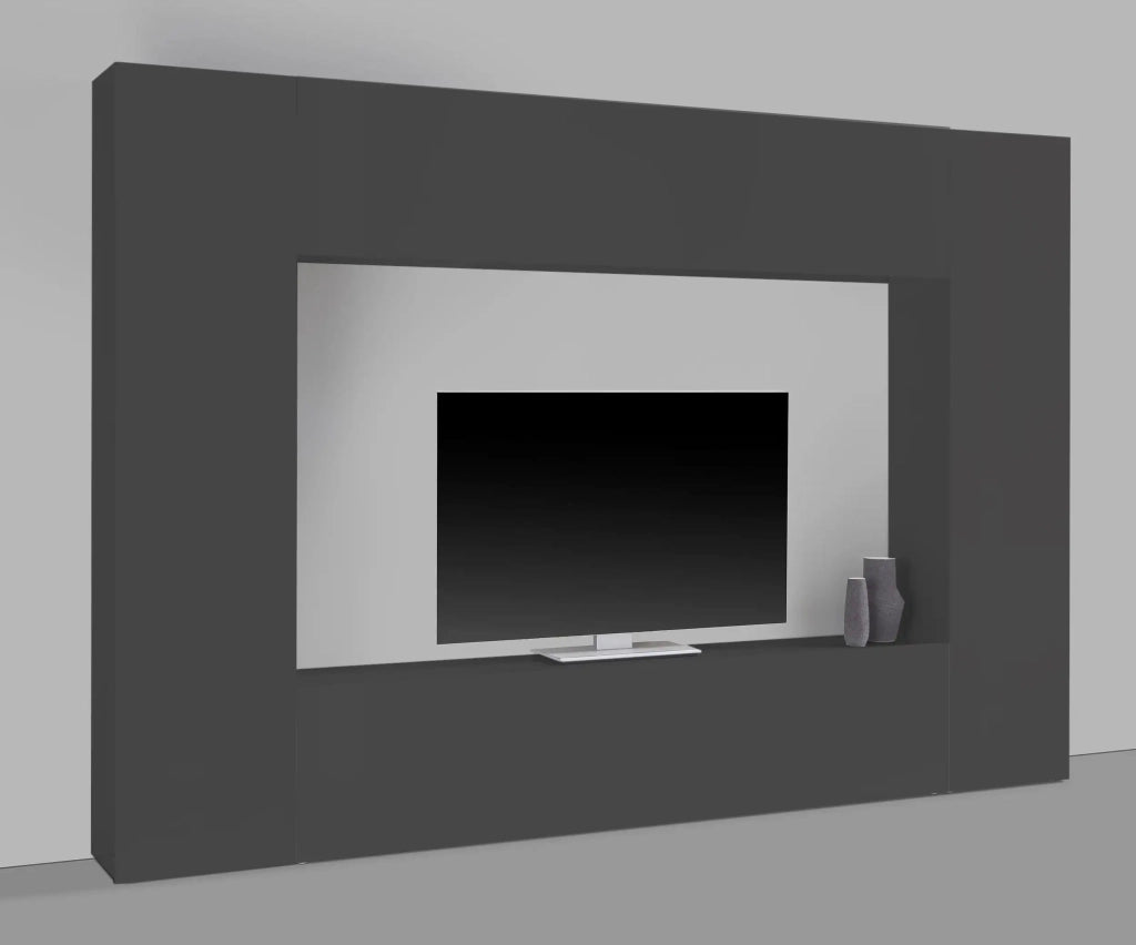 Parete attrezzata moderna soggiorno grigio porta TV 2 armadi pensile Note Mold