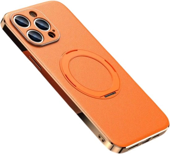 Houder in Lusso Pelle Magnetica per Smartphone iPhone 15 Pro – Ricarica Senza Fili, Protezione Lenti, Resistente al Colpo e Migliore Protezione per il Telefono