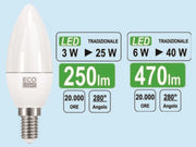 Lampada Lampadina A Led Candela 6W=40W E14 3000K - 470 Lm Set 5 Pezzi- Bisonte