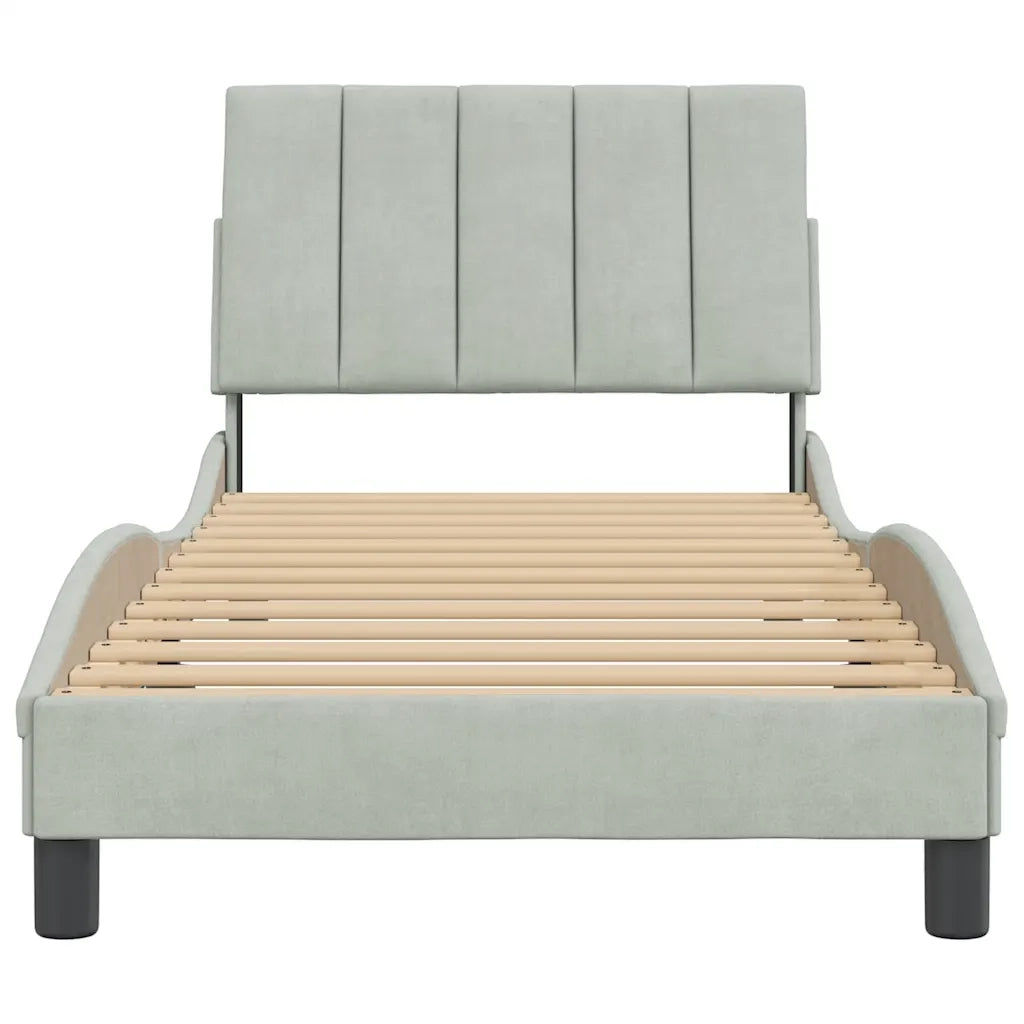 Giroletto senza Materasso Grigio Chiaro 90x190 cm Velluto