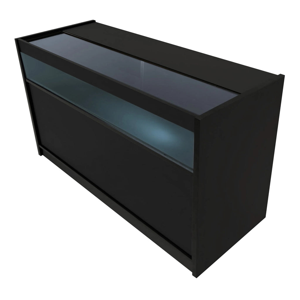 Bancone LED B1500 Nero con 1 Ripiano a Vista e 2 Ripiani Chiusi