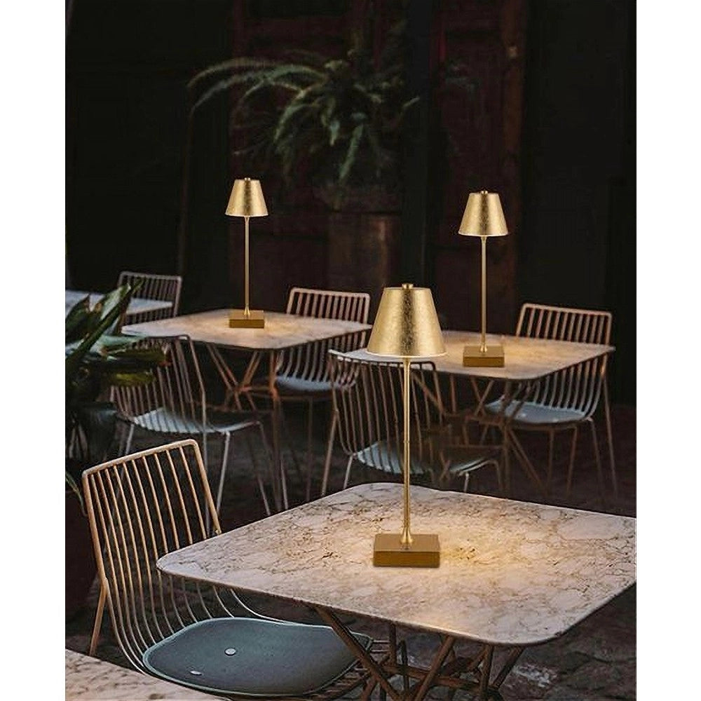 Trade Shop - Lampada Tavolo Ricaricabile Usb 10 Watt 3 Colorazione Di Luce Vari Colori D27-3c - Oro