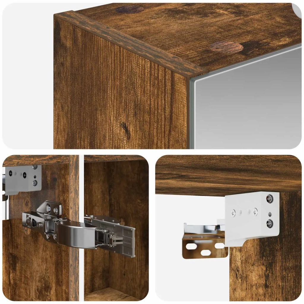 Mobiletto per specchio da bagno Rovere fumé 50 x 14,5 x 70 cm
