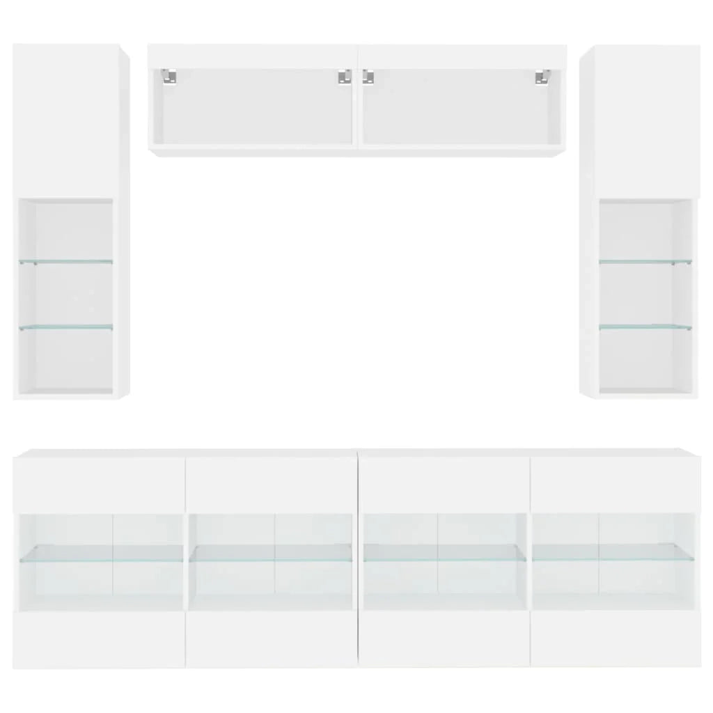 Mobile porta TV/armadio/parete attrezzata da 6 pezzi per soggiorno camera da letto o sala da pranzo con luci LED bianco (02_0025346)