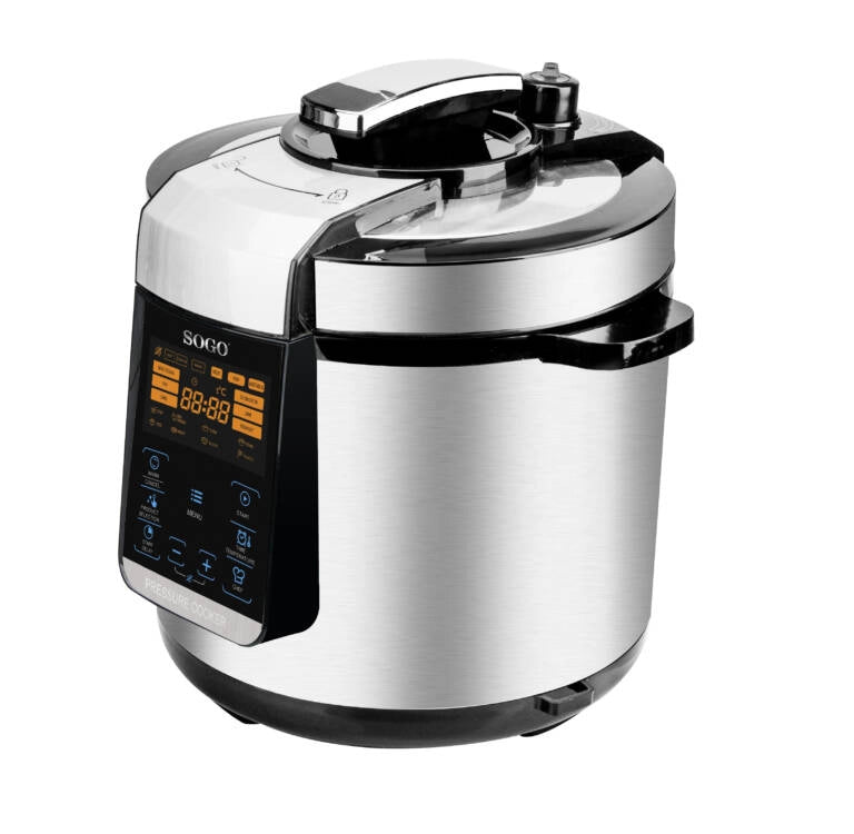 Multicooker a pressione elettrico 6L 1000W con 15 programmi e timer 24h, pentola antiaderente e cottura automatica - Sogo