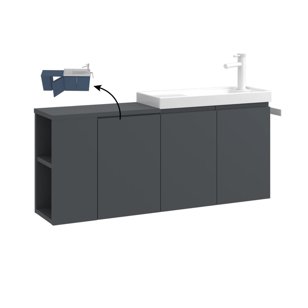 Mobile lavabo "Ferla 110" - 110 x 22 x 45 cm - Antracite opaco