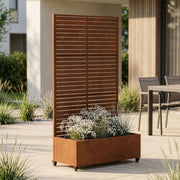 Fioriera con Spalliera Nodepp in Acciaio Corten 190 x 82 x 38 cm - Marrone Ossidato casa.pro