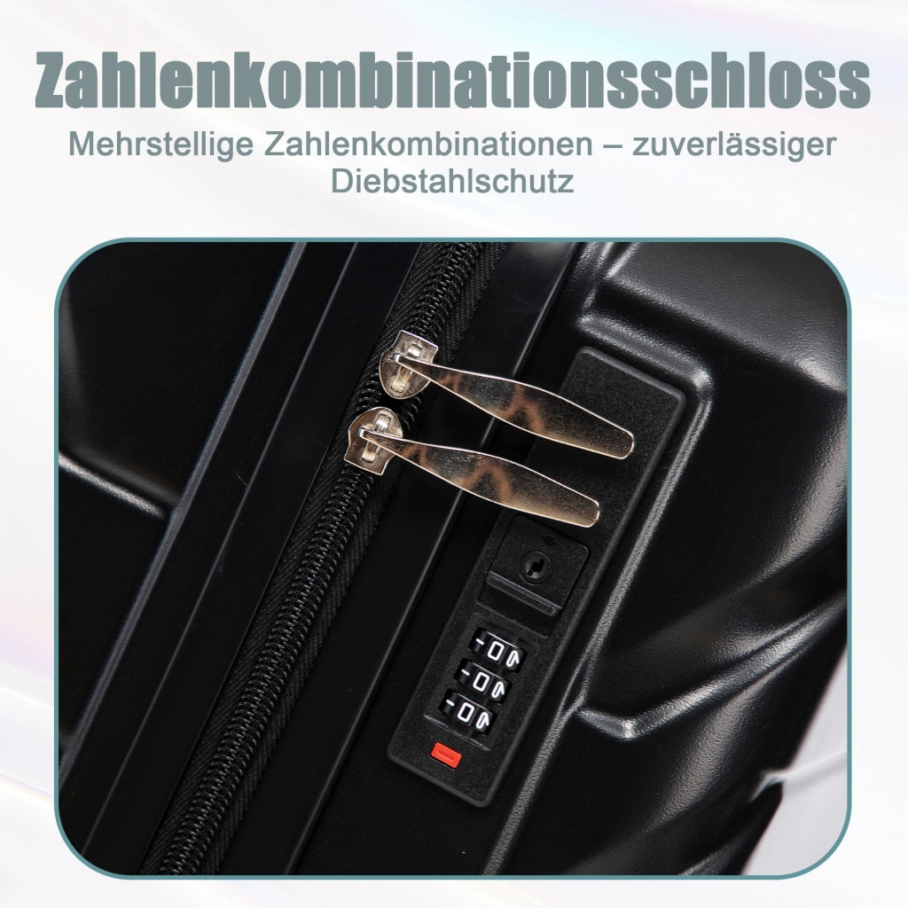 Set di 2 valigie girevoli in ABS da 14"/19" con lucchetto a combinazione e trousse da 14" (Nero)