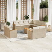 Set Divani da Giardino 12 pz con Cuscini Beige in Polyrattan 3258908