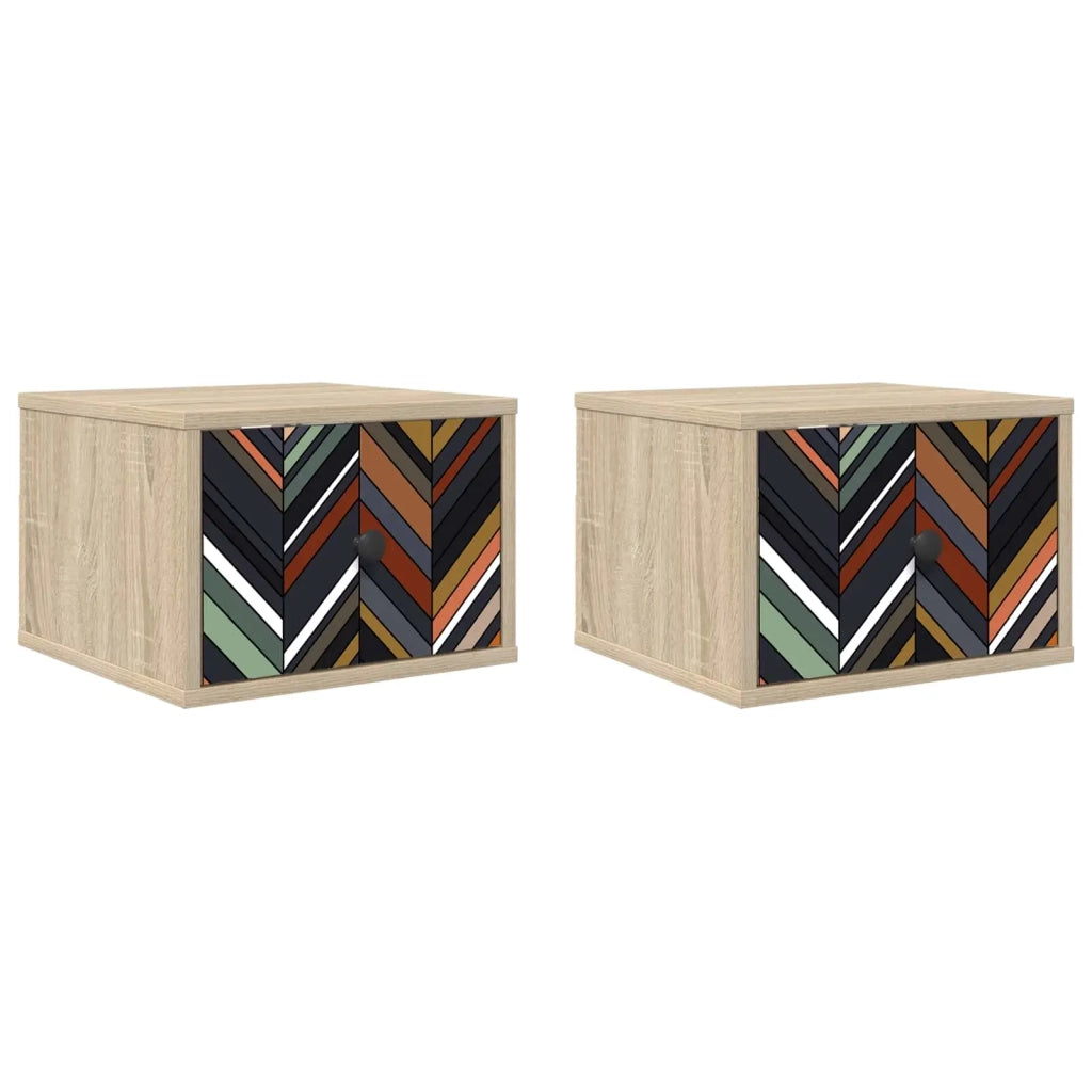 Mobiletto da comodino a parete OMMEN 2 pz Rovere Sonoma 8007470