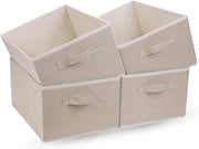 Scatola di archiviazione - 4 pezzi - pieghevole - grande capacità - con maniglie - 39D x 29B x 20H centimetro - Carta, Lino - Beige