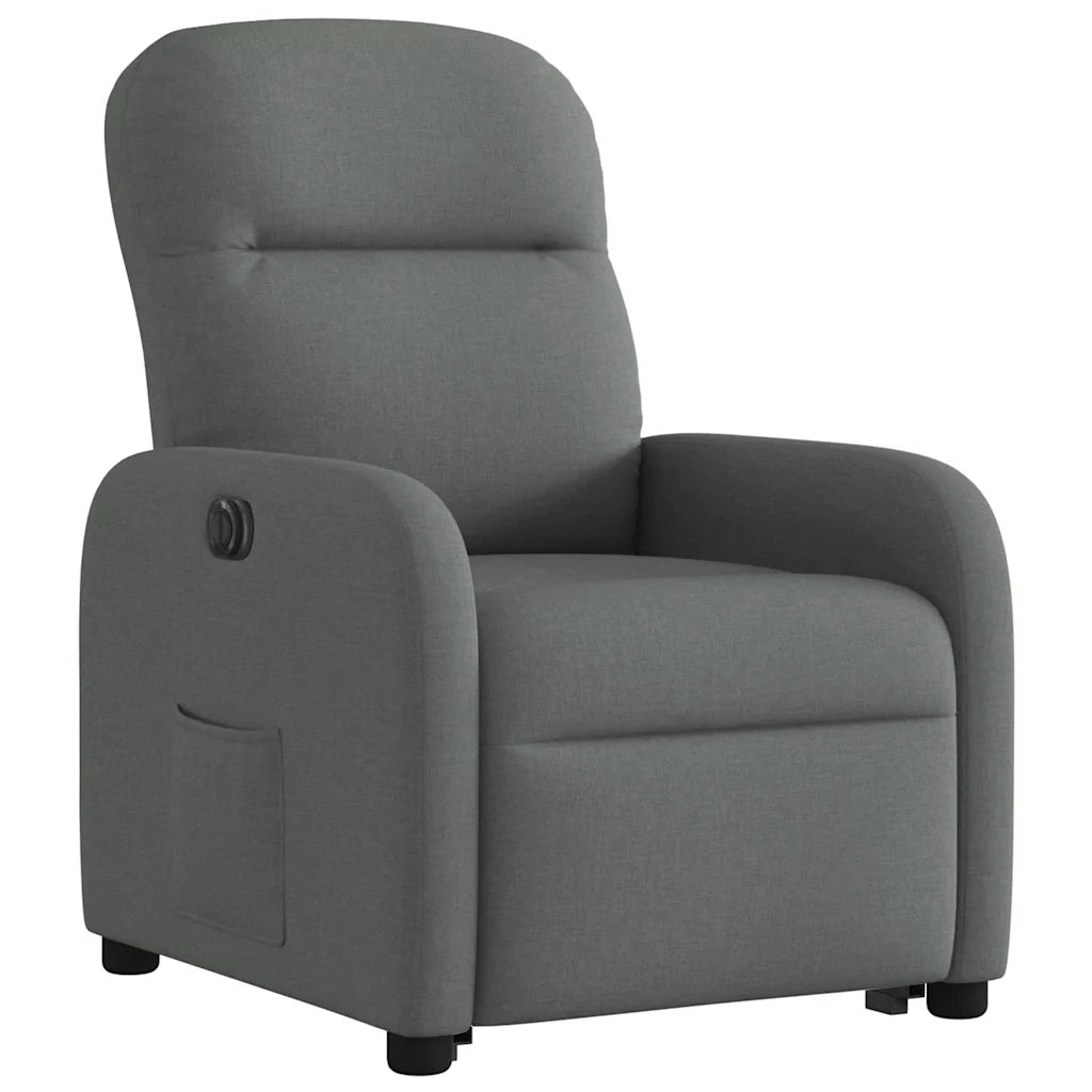 vidaXL Poltrona Alzapersona Reclinabile Elettrica Grigio Scuro Tessuto