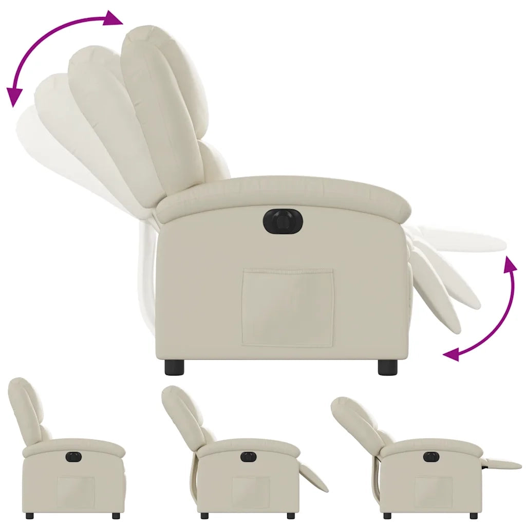 Divano Sedia-Poltrona Reclinabile Elettrica Crema in Similpelle 599140