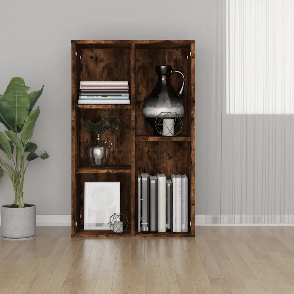 Libreria-Credenza-Armadietto Portaoggetti Rovere Fumo 50x25x80 cm in Legno Multistrato