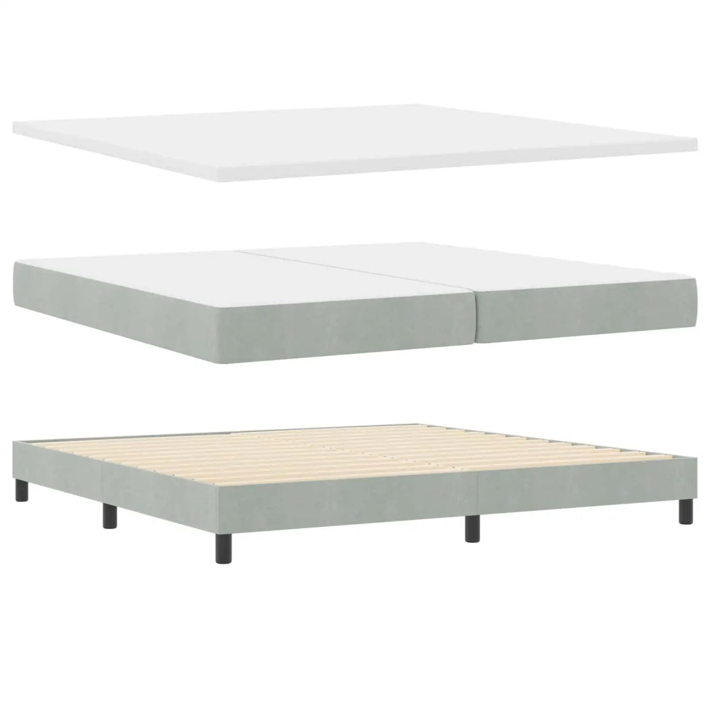 Letto a Sorgente LED con led Grigio chiaro 200 x 200 cm Velluto 3342740