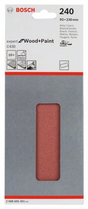 2608605301 - Set 10 Fogli abrasivi C430, 93 x 230 mm, P240 , EXPERT for LEGNO+VERNICE