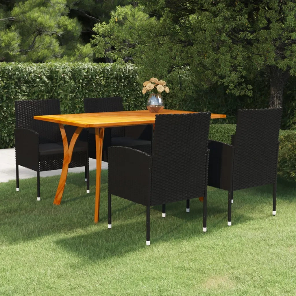 Set Mobili da Pranzo per Giardino 5 pz Nero cod mxl 41339