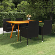 Set Mobili da Pranzo per Giardino 5 pz Nero cod mxl 41339