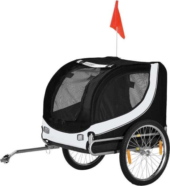 Carriolo per cani - Carriolo per cani con luci - Ripiegabile - Carriolo per cani 2 in 1 - Carriolo per cani - 130 x 73 x 90 cm – Bianco/Nero