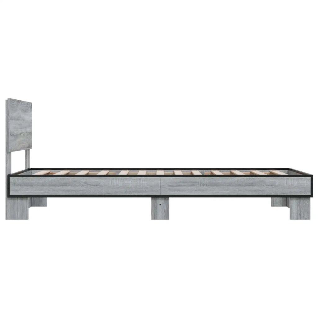 Struttura letto con testata-Giroletto Sonoma grigio 80 x 200 cm 649624