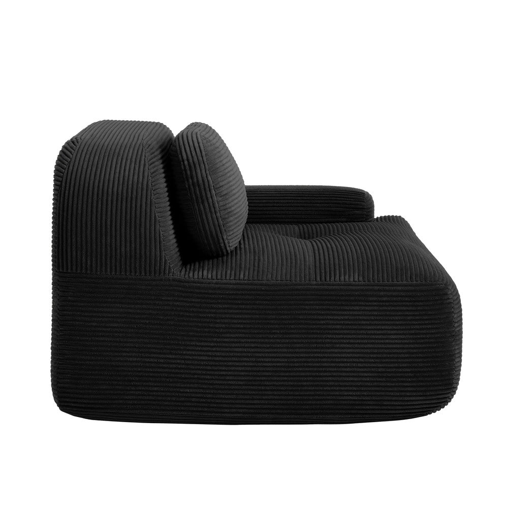 Divano angolare con cuscini ¨C Minimal ¨C nero in tessuto corda