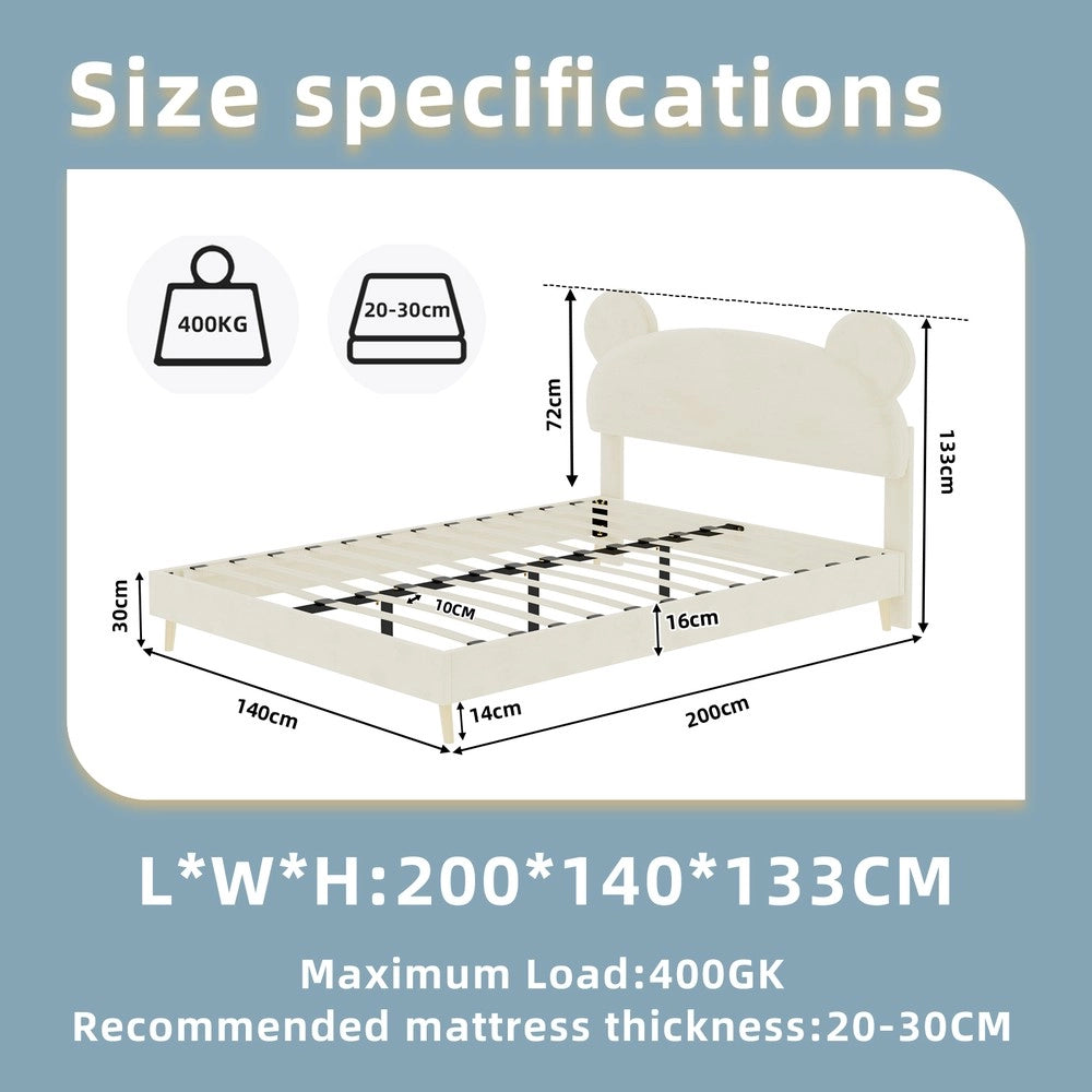Letto Imbottito con Testiera e Materasso ¨C MINIMAL ¨C Beige 140x200