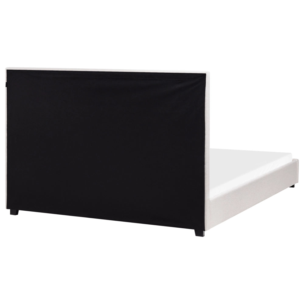 Letto matrimoniale ad acqua in velluto beige chiaro 160 x 200 cm testata imbottita stile moderno