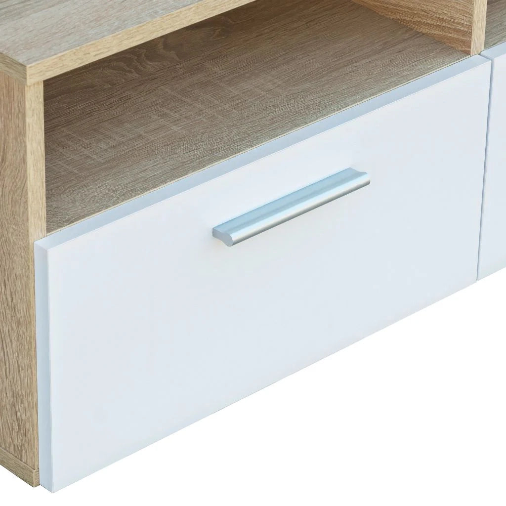 Pratico mobile porta TV/credenza di design in rovere da 95 cm e truciolato bianco 2502019/2