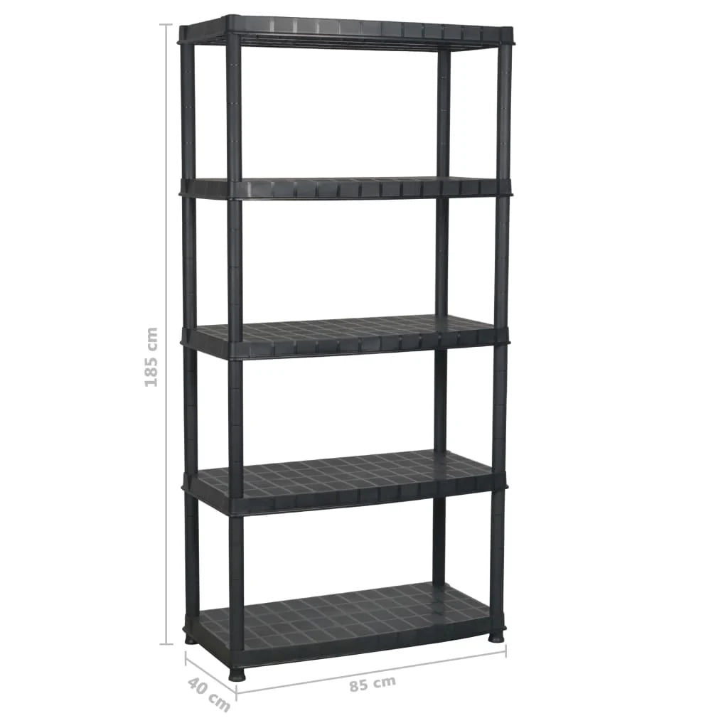 Scaffale portaoggetti a 5 ripiani 85 x 40 x 185 cm Plastica nera 02_0045707