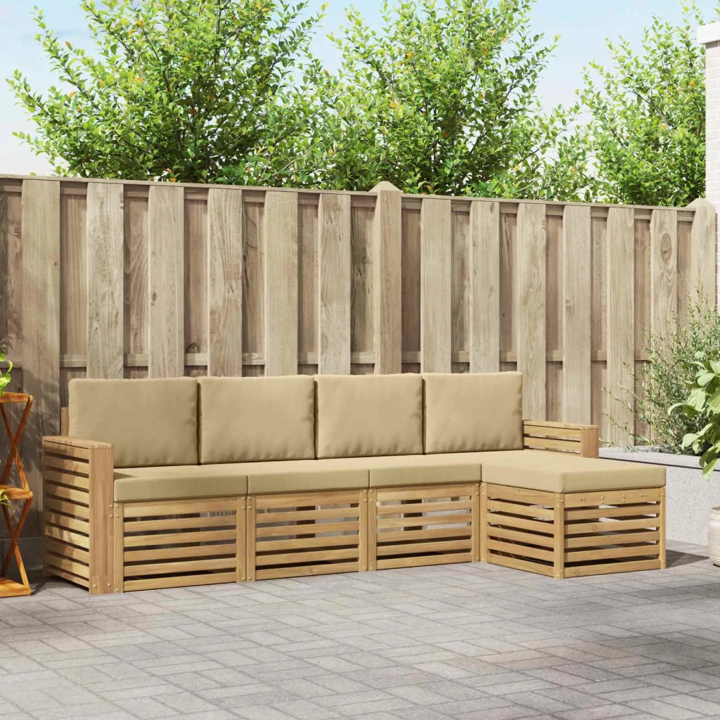 Set di divani da esterno 5 pcs Bianco e Beige 3391683