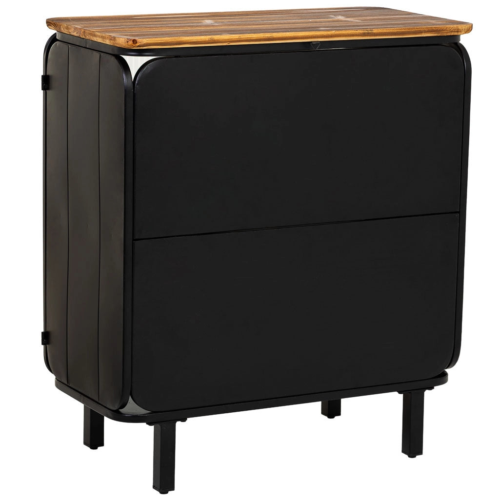 Vetrina in metallo, legno e vetro con 2 porte 72x37x81h cm - nero