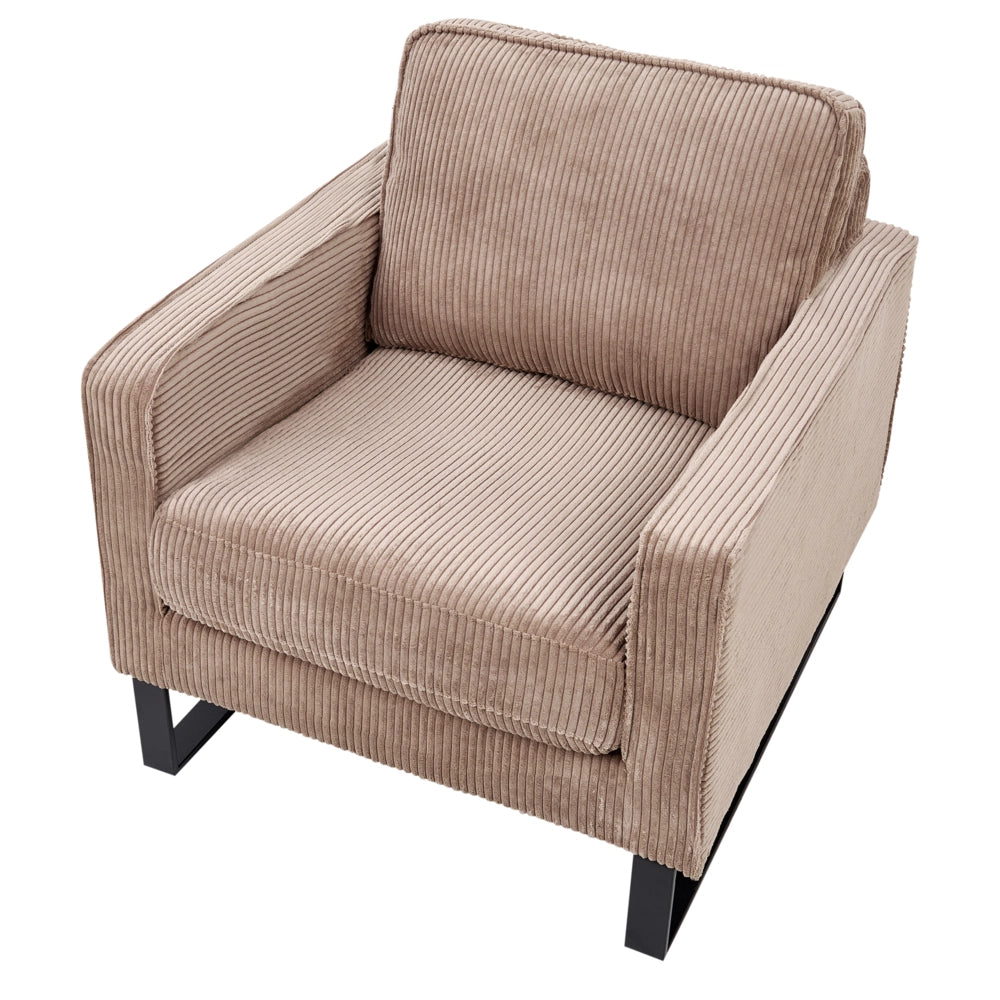 Poltrona in velluto a coste beige Soggiorno stile Moderno contemporaneo