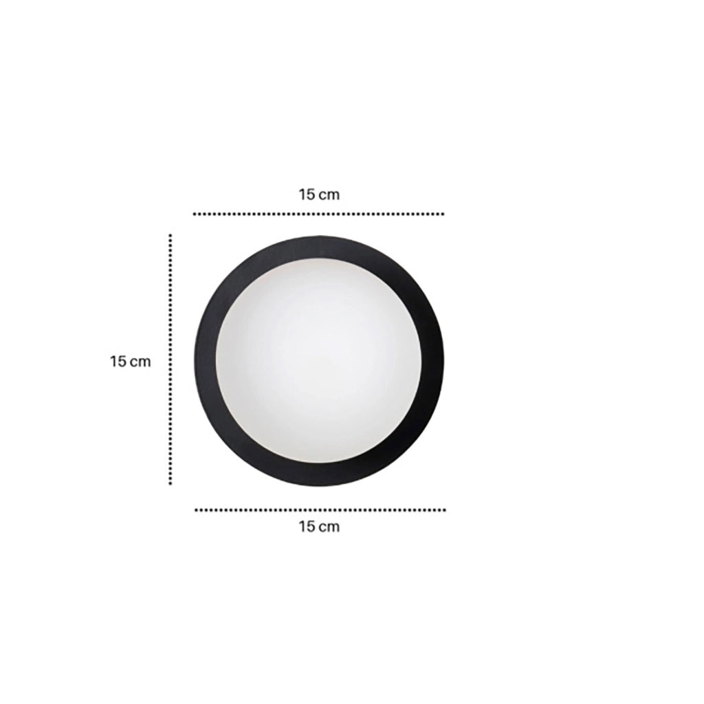 Applique 1 Luce Inari In Acciaio Nero E Sfera In Vetro Opalino