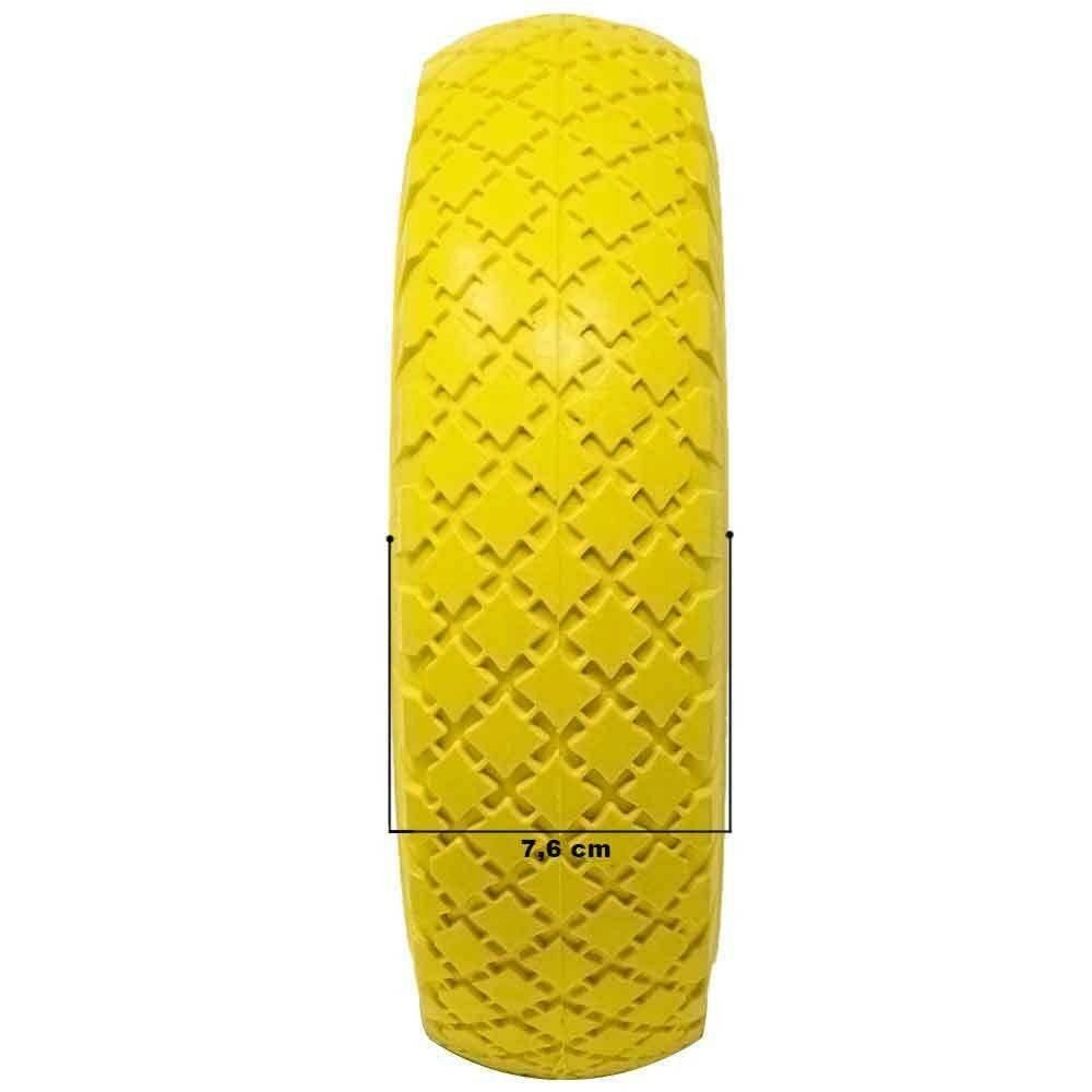 Trade Shop - Ruota Piena Antiforatura Pu Gialla Carrello Carriola 25cm Cerchio In Plastica -