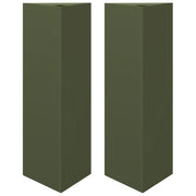 2 pz Fioriere | Cassetta per fiori | Vaso Verde Oliva Triangolari 30x26x75 cm in Acciaio