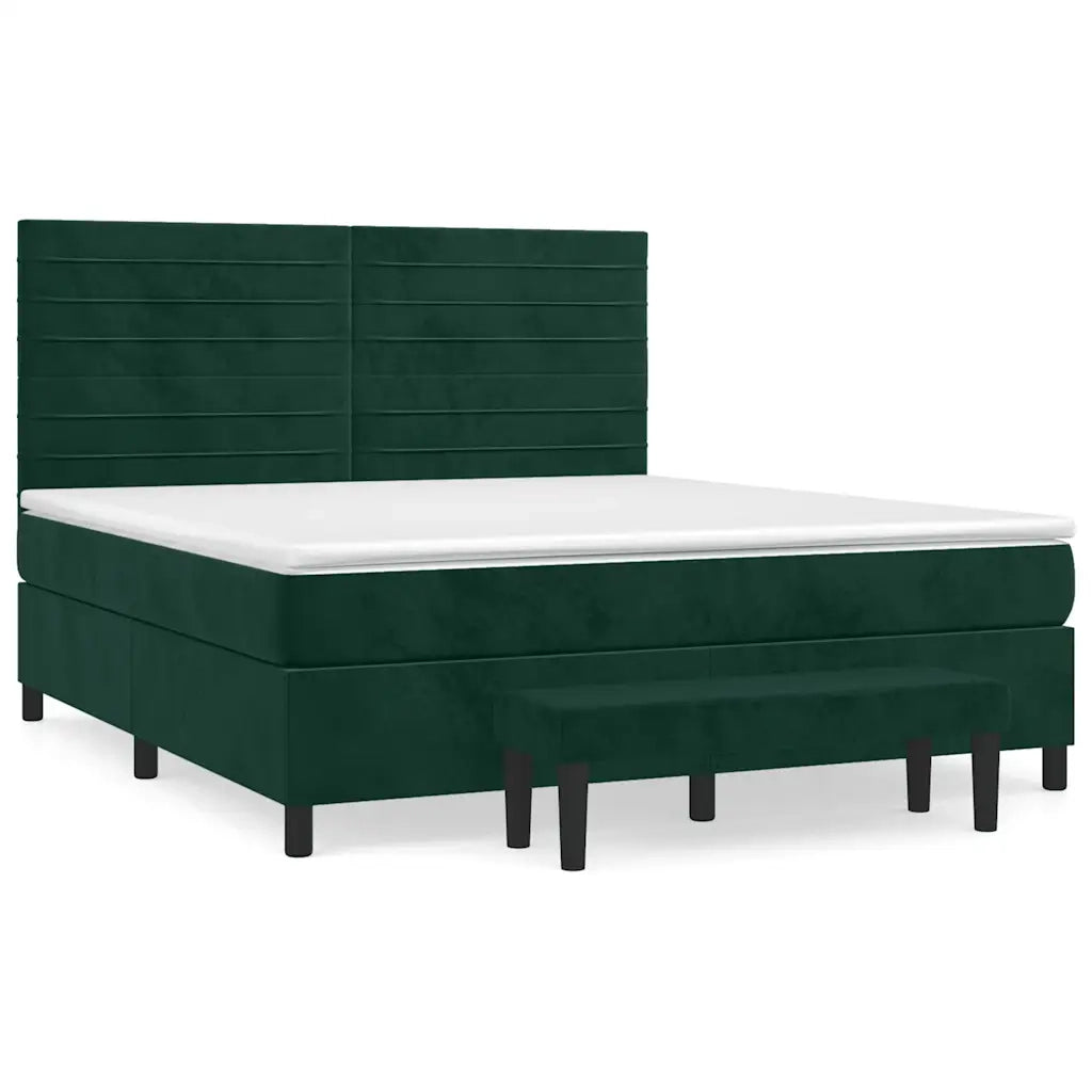Giroletto a Molle con Materasso Verde Scuro 160x200 cm Velluto