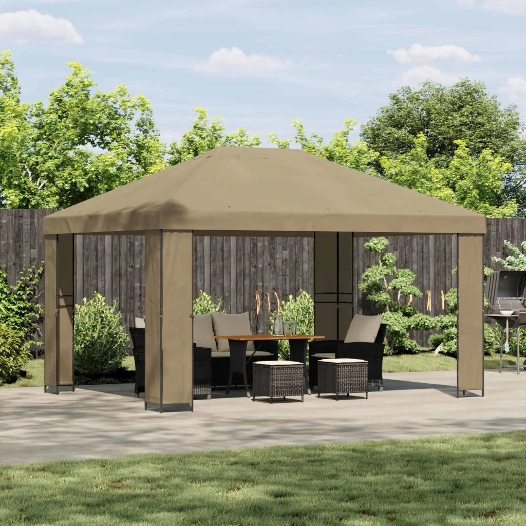 Gazebo | Pergolato 4 ¡Á 3 m Beige Poliestere e Acciaio 190 gsm